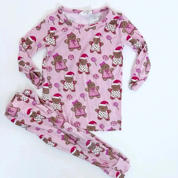 Spearmint Love 12-18 mos Christmas Gingerbread Holiday Bamboo Pajama Set - Picture 1 of 7
